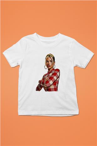 Dua Lipa Baskılı Beyaz Unisex Beyaz Çocuk Tişört - Tshirt