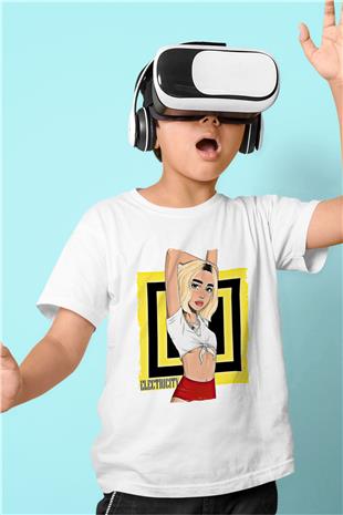 Dua Lipa Baskılı Beyaz Unisex Beyaz Çocuk Tişört - Tshirt