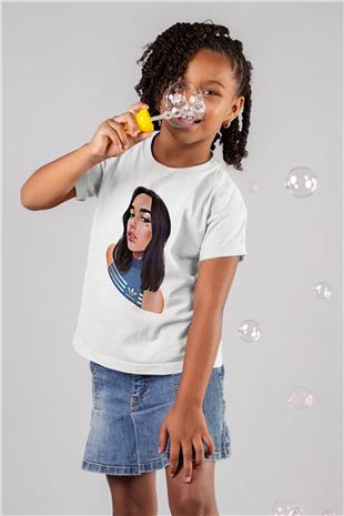 Dua Lipa Baskılı Beyaz Unisex Beyaz Çocuk Tişört - Tshirt