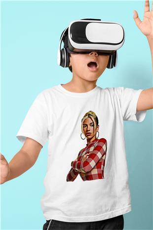 Dua Lipa Baskılı Beyaz Unisex Beyaz Çocuk Tişört - Tshirt