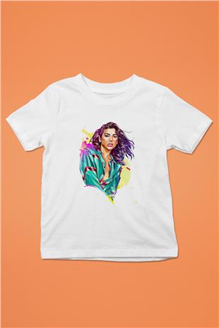 Dua Lipa Baskılı Beyaz Unisex Beyaz Çocuk Tişört - Tshirt