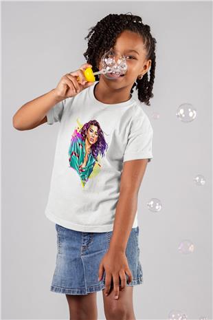 Dua Lipa Baskılı Beyaz Unisex Beyaz Çocuk Tişört - Tshirt
