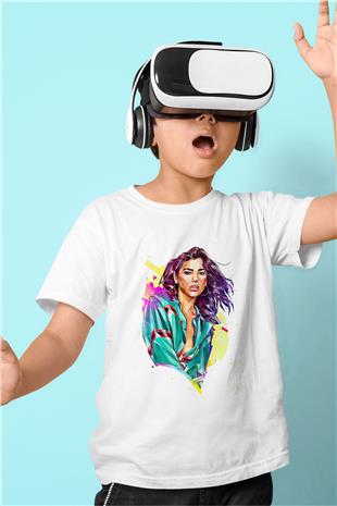 Dua Lipa Baskılı Beyaz Unisex Beyaz Çocuk Tişört - Tshirt