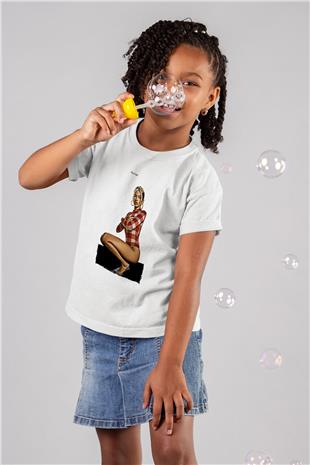 Dua Lipa Baskılı Beyaz Unisex Beyaz Çocuk Tişört - Tshirt