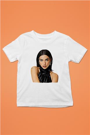 Dua Lipa Baskılı Beyaz Unisex Beyaz Çocuk Tişört - Tshirt