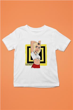 Dua Lipa Baskılı Beyaz Unisex Beyaz Çocuk Tişört - Tshirt