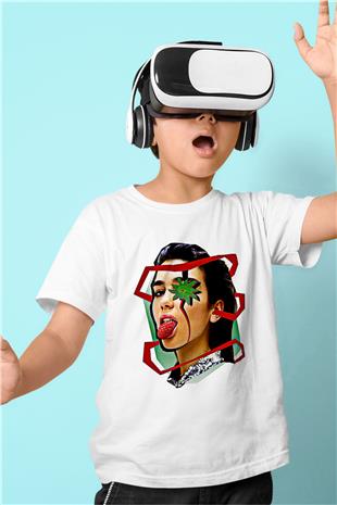 Dua Lipa Baskılı Beyaz Unisex Beyaz Çocuk Tişört - Tshirt