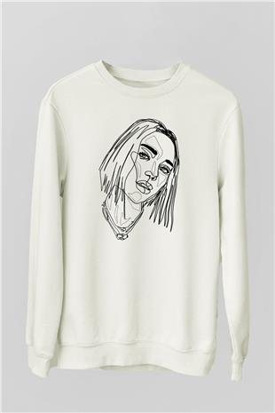 Dua Lipa Baskılı Beyaz Unisex Sweatshirt