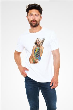 Dua Lipa Baskılı Unisex Beyaz Tişört - Tshirt
