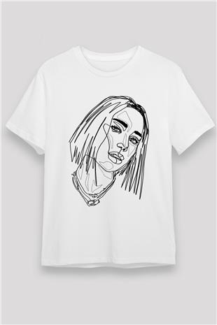 Dua Lipa Baskılı Unisex Beyaz Tişört - Tshirt