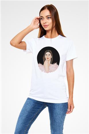 Dua Lipa Baskılı Unisex Beyaz Tişört - Tshirt