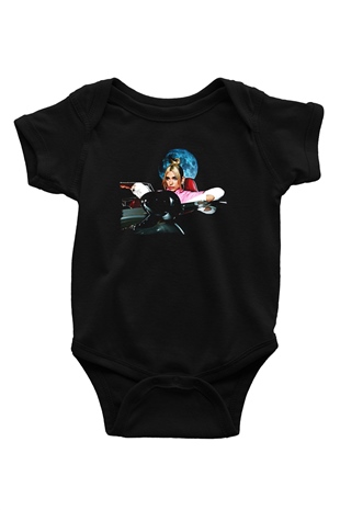 Dua Lipa Baskılı Unisex Siyah Bebek Body - Zıbın