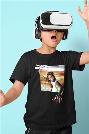 Dua Lipa Baskılı Unisex Siyah Çocuk Tişört - Tshirt