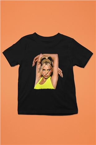 Dua Lipa Baskılı Unisex Siyah Çocuk Tişört - Tshirt
