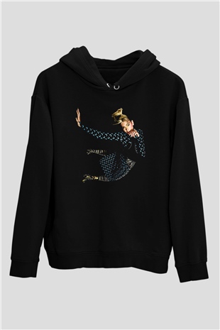 Dua Lipa Baskılı Unisex Siyah Hoodie