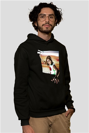 Dua Lipa Baskılı Unisex Siyah Hoodie