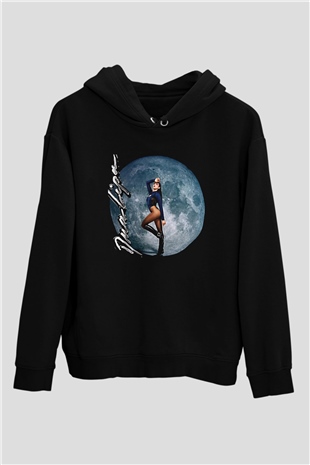 Dua Lipa Baskılı Unisex Siyah Hoodie