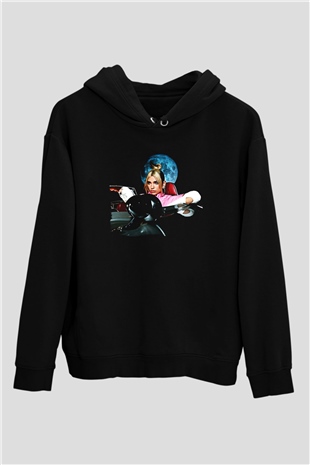 Dua Lipa Baskılı Unisex Siyah Hoodie