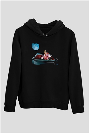 Dua Lipa Baskılı Unisex Siyah Hoodie