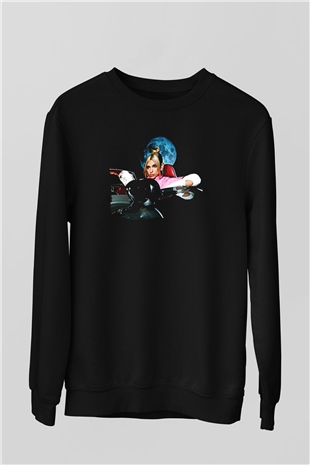Dua Lipa Baskılı Unisex Siyah Sweatshirt