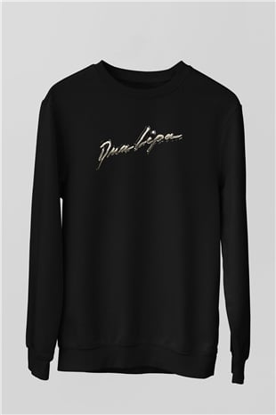 Dua Lipa Baskılı Unisex Siyah Sweatshirt