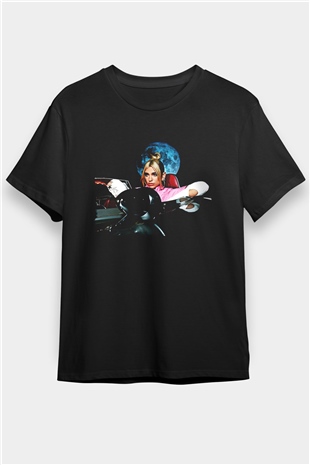 Dua Lipa Baskılı Unisex Siyah Tişört - Tshirt