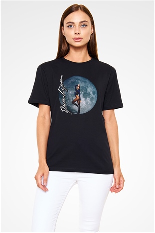 Dua Lipa Baskılı Unisex Siyah Tişört - Tshirt