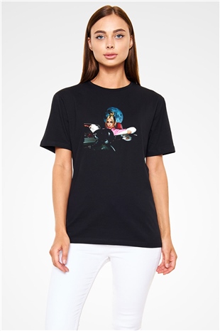 Dua Lipa Baskılı Unisex Siyah Tişört - Tshirt