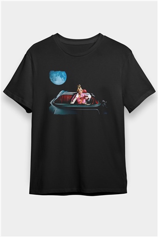 Dua Lipa Baskılı Unisex Siyah Tişört - Tshirt