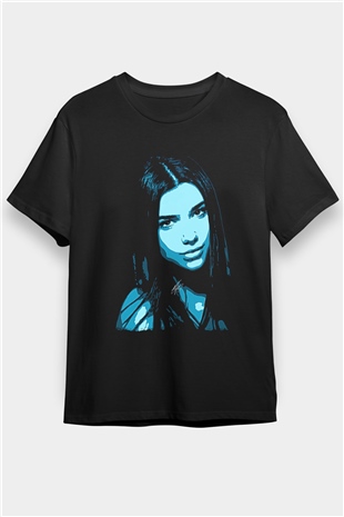 Dua Lipa Baskılı Unisex Siyah Tişört - Tshirt