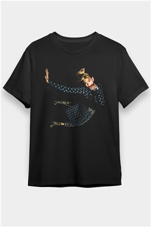 Dua Lipa Baskılı Unisex Siyah Tişört - Tshirt