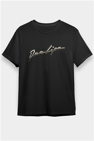 Dua Lipa Baskılı Unisex Siyah Tişört - Tshirt