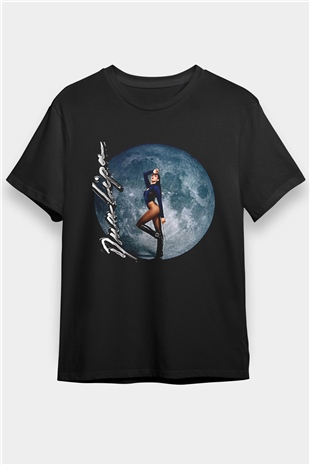Dua Lipa Baskılı Unisex Siyah Tişört - Tshirt