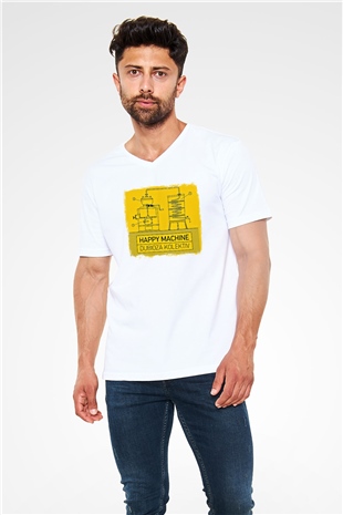 Dubioza Kolektiv Baskılı Unisex Beyaz V Yaka Tişört