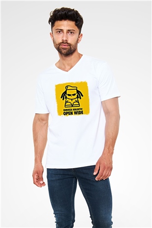 Dubioza Kolektiv Baskılı Unisex Beyaz V Yaka Tişört