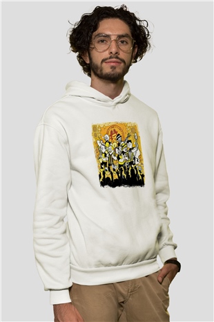 Dubioza Kolektiv Baskılı Unisex Beyaz Hoodie