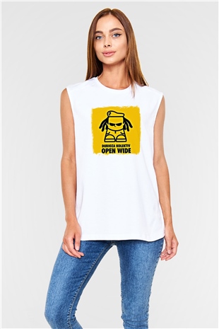 Dubioza Kolektiv Baskılı Unisex Beyaz Kolsuz Tişört