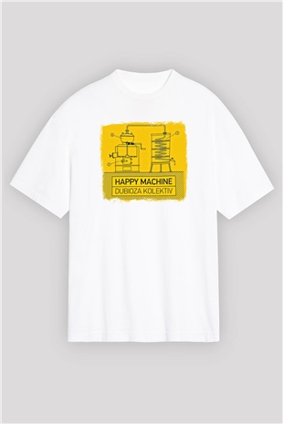 Dubioza Kolektiv Baskılı Unisex Beyaz Oversize Tişört