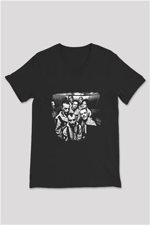 Dubioza Kolektiv Baskılı Unisex Siyah V Yaka Tişört