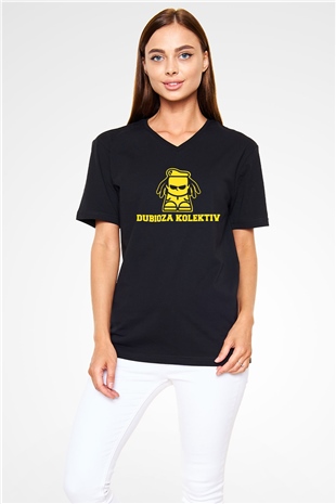 Dubioza kolektiv Siyah Unisex V Yaka Tişört T-Shirt