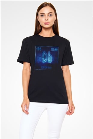 Dubniyum Atom Numarası Baskılı Unisex Siyah Tişört