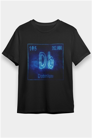 Dubniyum Atom Numarası Baskılı Unisex Siyah Tişört
