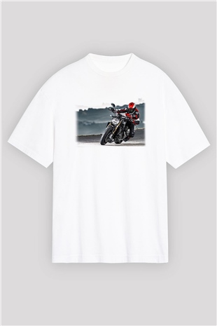 Ducati Beyaz Unisex Oversize Tişört T-Shirt