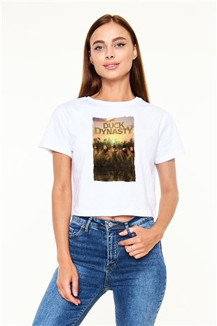 Duck Dynasty Beyaz  Crop Top Tişört