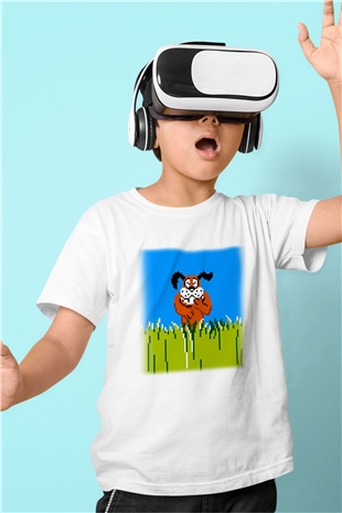 Duck Hunt Baskılı Beyaz Unisex Çocuk Tişört