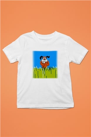 Duck Hunt Baskılı Beyaz Unisex Çocuk Tişört
