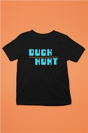 Duck Hunt Baskılı Siyah Unisex Çocuk Tişört