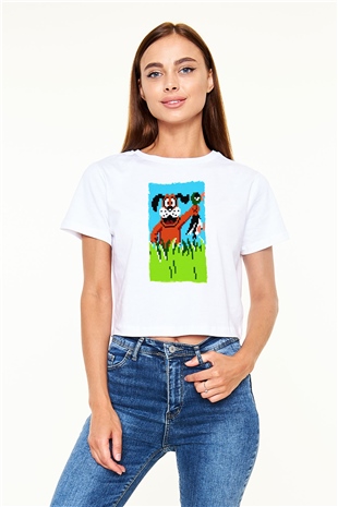 Duck Hunt Beyaz  Crop Top Tişört