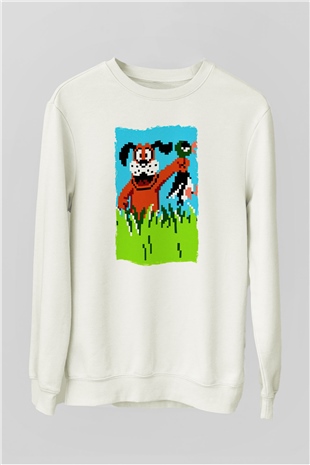 Duck Hunt Beyaz Unisex Sweatshirt