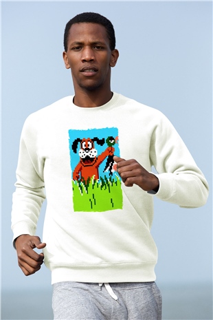 Duck Hunt Beyaz Unisex Sweatshirt